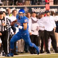 Dream come true: Boise State Broncos tight end Holden Huff is enjoying his visit to Japan with the Hosei University Tomahawks football team. | BOISE STATE UNIVERSITY