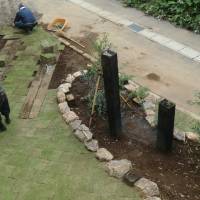 Groundwork: Landscape workers lay sod next to a garden-in-progress. | PHILIP BRASOR