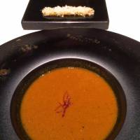 Chef Meguro\'s signature soupe de poisson features 10 kinds of fish and five spices in a powerfully concentrated bouillabaisse-type fish soup. | ROBBIE SWINNERTON