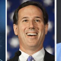 This June 1 combination of file photos shows Republican 2016 US presidential candidates (from left) Sen. Ted Cruz, former Sen. Rick Santorum and Sen. Rand Paul. The three say they are donating to charity the contributions they received from Earl Holt III, the leader of a white supremacist group mentioned by the alleged perpetrator of last week\'s massacre at a historic black church in Charleston, South Carolina. | AFP-JIJI
