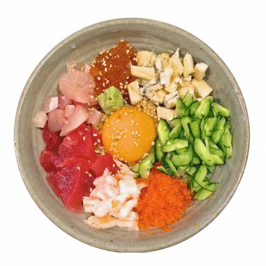 Nihonbashi Tamai Bowled bowl: Tamai in Nihonbashi serves a wide range of dishes featuring anago (conger eel), including this complex take on Korean bibimbap. | ROBBIE SWINNERTON