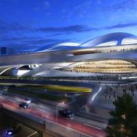 Pay attention: An artist’s rendering released by the Japan Sports Council shows the initial design for the National Stadium, the main venue Tokyo plans to build for the 2020 Summer Olympics. Blame batted about for stadium blunder