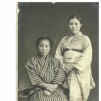 A photo of Miyazato (right) with her mother, who died on June 20, 1945, the penultimate day of the Battle of Okinawa. Miyazato’s son died the same day, three days after her husband was killed. | COURTESY OF YAEKO SUNAGAWA
