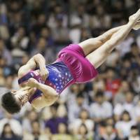Kenzo Shirai performs during the national individual apparatus championships on Sunday. | KYODO