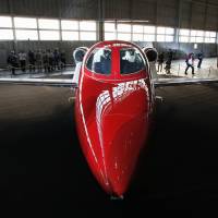 The HondaJet is shown to the media inside a hanger at Haneda airport in Tokyo in April. Honda Motor Co.\'s first jet plane will soon make its debut in Brazil. | KYODO