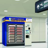 SIM card vending machines targeting inbound tourists will start operating at Narita International Airport, Chiba Prefecture, next Friday. Two machines will be available &#8212; at the airport\'s Terminal 1 and Terminal 2 buildings. | NTT COMMUNICATIONS CORP.