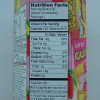 The popular Koala\'s March chocolates, distributed by Lotte U.S.A., a wholly-owned subsidiary of Tokyo-based Lotte Co., states in both Japanese and English that the product contains 3 grams of trans fats per box. | TOMOKO OTAKE