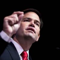 Republican presidential candidate Sen. Marco Rubio speaks at the RedState Gathering Friday in Atlanta. He  repeated Sunday his position against abortion under any circumstances. | AP