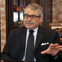 Turkish Ambassador to Japan Ahmet Bulent Meric is interviewed at The Japan Times head office in Minato Ward, Tokyo, on Tuesday. | YOSHIAKI MIURA