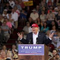 Up and running: U.S. Republican presidential candidate Donald Trump speaks at a rally in Mobile, Alabama, on Aug. 21. | REUTERS