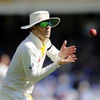 Australia’s Michael Clarke prepares to catch the ball during the fifth Ashes test at the Oval on Saturday in London. Australia closes in on consolation victory over England in fifth test