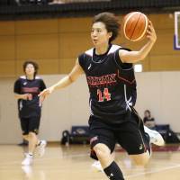 Japan shooting guard Mika Kurihara, a Toyota Antelopes standout who\'s seen in a file photo from a national team workout, scored 17 points against Taiwan in Thursday\'s exhibition game in Chiba. Japan defeated the visitors 92-52. | KAZ NAGATSUKA