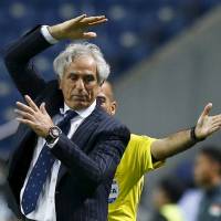 National team manager Vahid Halilhodzic reacts during Japan\'s World Cup qualifier against Singapore in June. | REUTERS