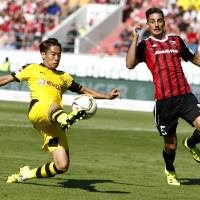 Borussia Dortmund\'s Shinji Kagawa controls the ball during Sunday\'s game against Ingolstadt. | REUTERS