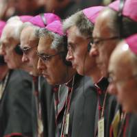 Bishops listen to Pope Francis speak during the midday prayer service at the Cathedral of St. Matthews in Washington Wednesday. | GETTY IMAGES / MARK WILSON / POOL / REUTERS