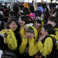 DIY minions:  Halloween revelry peaked Saturday night in Japan and the area around Shibuya Station, in particular, saw a massive convergence of people decked out in a variety of costumes. | YOSHIAKI MIURA