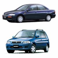 Mazda Motor Corp. is recalling (from top) Familia compact, Demio subcompact and Ford Laser compact cars. | MAZDA MOTOR CORP / KYODO