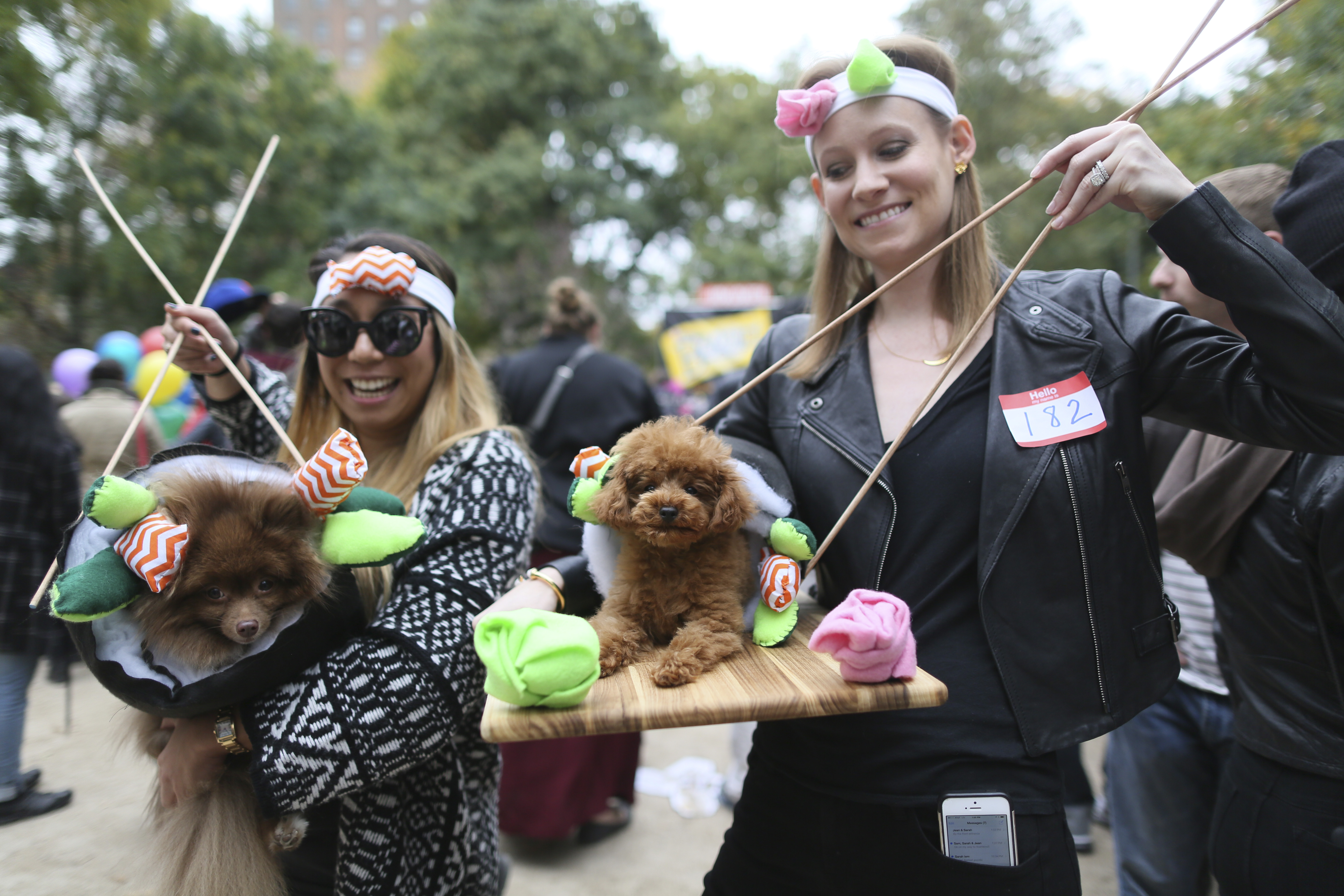 halloween jean hsu left and liz bresler take giant chopsticks to their sushi costumed - Dallas Halloween Parade halloween jean hsu left and liz bresler take giant chopsticks to their sushi costumed - Dallas Halloween Parade