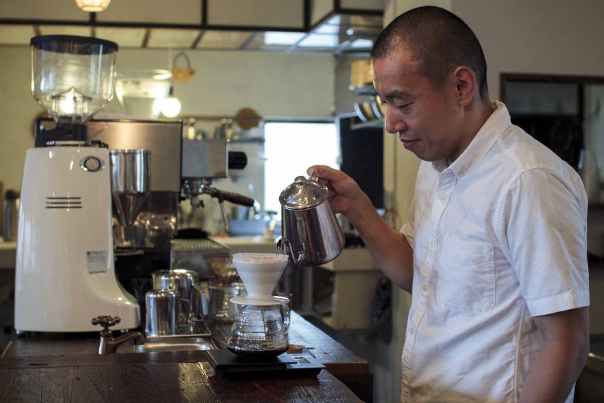 Weekenders Coffee Standing room only: Masahiro Kaneko (above) has replaced the tables and chairs in his cafe with an industrial coffee roaster. | JAMES HADFIELD