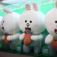 Rockin\' rabbits: One of messaging app Line\'s animal characters is displayed at a Line Friends Store in Tokyo. Line Music says it has gained 4 million active users since its launch in June. | BLOOMBERG