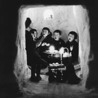 Left to right: \"New Year\'s Visit with Jizo, Kuwadori, Niigata\" (1940) and \"Children Singing in a Snow Cave, Tokamachi, Niigata\" (1956) | COURTTESY OF THE ESTATE OF HIROSHI HAMAYA, OISO, JAPAN