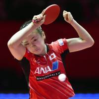 Table tennis standout Ai Fukuhara competes in the Women\'s World Cup stop in Sendai on Saturday. | KYODO