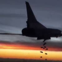 In this photo made from video released from Russian Defense Ministry official website on Friday, a Russian Air Force Tu-22M3 bomber drops bombs on a target in Syria as part of a Russian air campaign against targets in Syria. | RUSSIAN DEFENSE MINISTRY PRESS SERVICE / AP