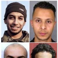 This combination of photos made in Paris on Tuesday shows four men, two suicide bombers who died during the Nov.13 Paris attacks, and two others suspected to be implicated. Clockwise are (from top left) suspected mastermind at large 28-year-old Belgian militant Abdelhamid Abaaoud, suspect at large French national Salah Abdeslam, 26, French national Bilal Hadfi, 20, one of the suicide bombers who blew himself outside the Stade de France stadium, and Samy Amimour, 28, one of the suicide bombers who attacked a Paris concert hall. | AFP-JIJI