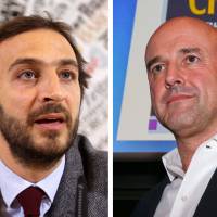 Journalists Emiliano Fittipaldi (left) and Gianluigi Nuzzi are among the five people indicted by the Vatican on Saturday in a scandal involving leaked documents cited in recent books alleging financial malfeasance in the Roman Catholic Church bureaucracy. | AP