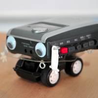Copy Robot, a Hebocon robot incorporating a cassette player, is displayed at Tokyo Design Week. | YOSHIAKI MIURA