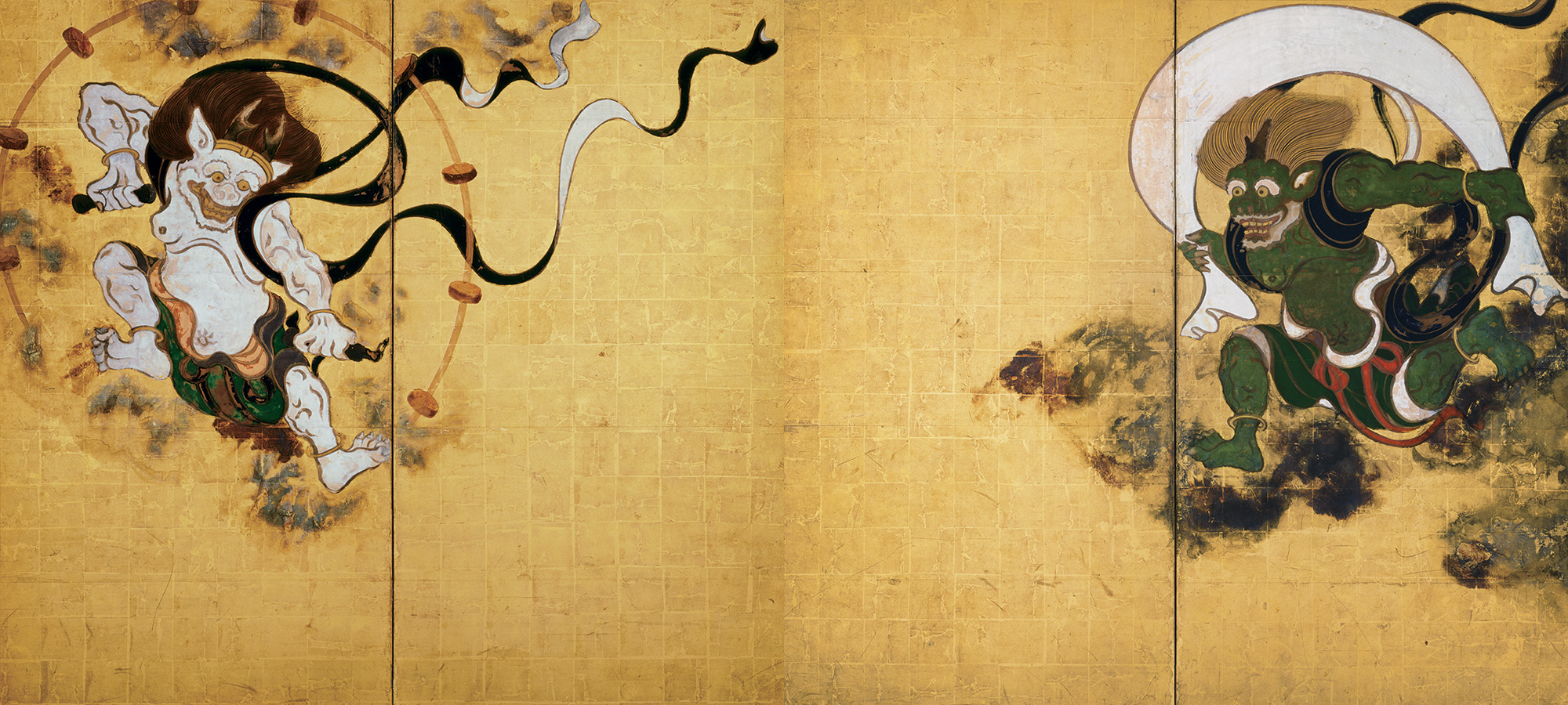 'Wind God and Thunder God' (17th century), a National Treasure by Tawaraya Sotatsu | NINNA-JI TEMPLE, KYOTO