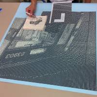 An employee of Osaka municipal subway\'s Nishi-Umeda Station has spent 300 hours using tweezers to create mosaic-like artwork from the tiny pieces of paper punched out of train tickets. | OSAKA MUNICIPAL TRANSPORTATION BUFEAU