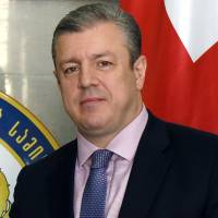 This photo taken on Sept. 07 shows Georgia\'s then-Foreign Minister Giorgi Kvirikashvili during a meeting with his Lithuanian counterpart in Tbilisi. | AFP-JIJI