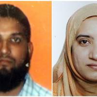 The couple tied to last Wednesday\'s mass shooting in San Bernardino, California,are shown to the media Friday. The undated Student ID card photo from California State University, Fullerton, shows Syed Farook. The card was found in the Farook\'s apartment after the landlord allowed entry to members of the media. The FBI released an undated photo of Tashfeen Malik. | HO / AFP-JIJI