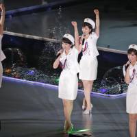 Members of North Korea’s Moranbong Band perform together with the State Merited Chorus in Pyongyang on Oct. 11. The show must go on, unless North Korean divas say otherwise