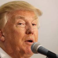 Republican presidential candidate Donald Trump speaks during a campaign stop at the White Mountain Athletic Club Tuesday in Waterville Valley, New Hampshire. | AP