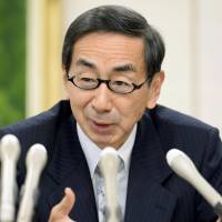Fukui Gov. Issei Nishikawa holds a news conference in the city of Fukui on Tuesday. | KYODO