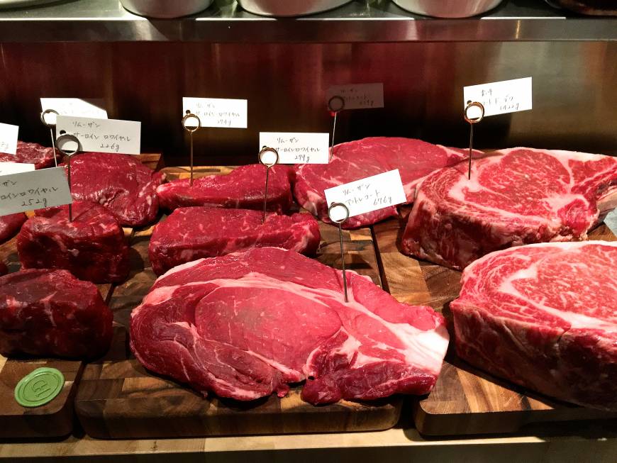 Hugo Desnoyer Meat your main dish: At La Table de Hugo Desnoyer, you pick out your steak from an array on the counter of the open kitchen. | ROBBIE SWINNERTON