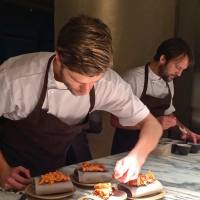 Denmark is in the building: Chef Rene Redzepi (right) prepares dishes for Noma Japan, his restaurant\'s residency at the Mandarin Oriental, Tokyo. | ROBBIE SWINNERTON