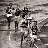 France\'s Michel Jazy (124) leads the men\'s 5,000-meter final as Bob Schul of the United States (719) and West Germany\'s Harald Norpoth (trailing Schul) follow with 100 meters remaining at the 1964 Tokyo Olympics. Schul claimed the gold. | MARK SHEARMAN