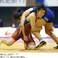 Saori Yoshida competes at the All-Japan championships on Wednesday at Yoyogi National Gymnasium. | KYODO