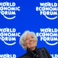 International Monetary Fund Managing Director Christine Lagarde attends the annual World Economic Forum meeting in Davos, Switzerland, on Saturday. | AFP-JIJI
