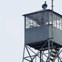A watch tower is manned by occupiers at the Malheur National Wildlife Refuge near Burns, Oregon, Monday. The leaders of a group of self-styled militiamen who took over the U.S. wildlife refuge headquarters over the weekend said on Monday they had acted to protest the federal government\'s role in governing wild lands. | REUTERS