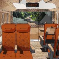 The interior of the Fujisan View Express train is seen in this illustration. | EIJI MITOOKA / DON DESIGN ASSOCIATES