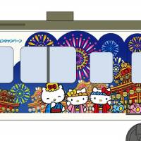 Seibu Railway Co. train cars in Saitama Prefecture will bear Hello Kitty characters from Saturday. | SEIBU RAILWAY CO. / KYODO