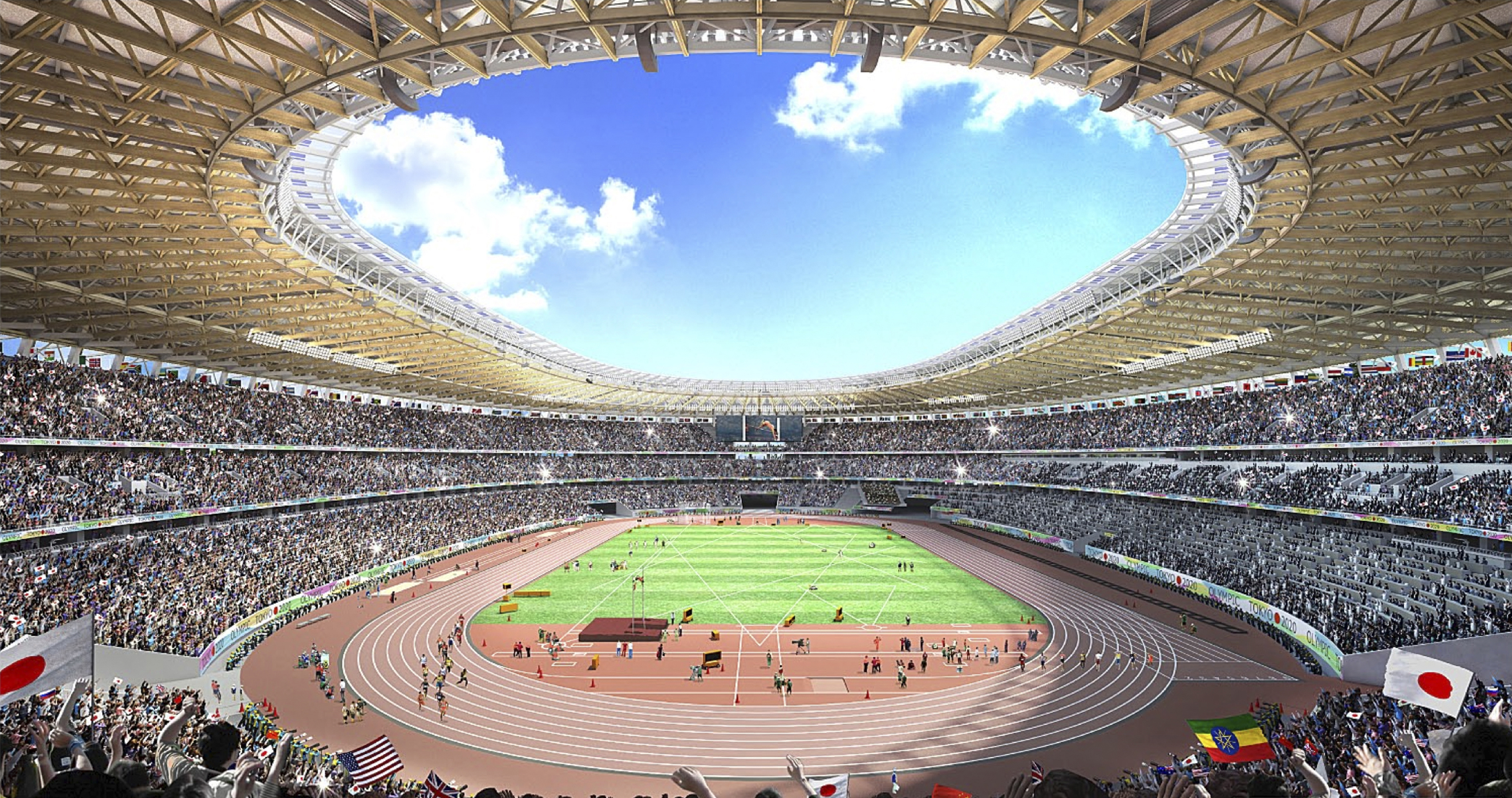 Олимпийский легкоатлетический стадион. Национальный Олимпийский стадион Токио. Олимпийский стадион Токио 2020. Стадион Токио легкая атлетика. Олимпийский стадион Заха Хадид.