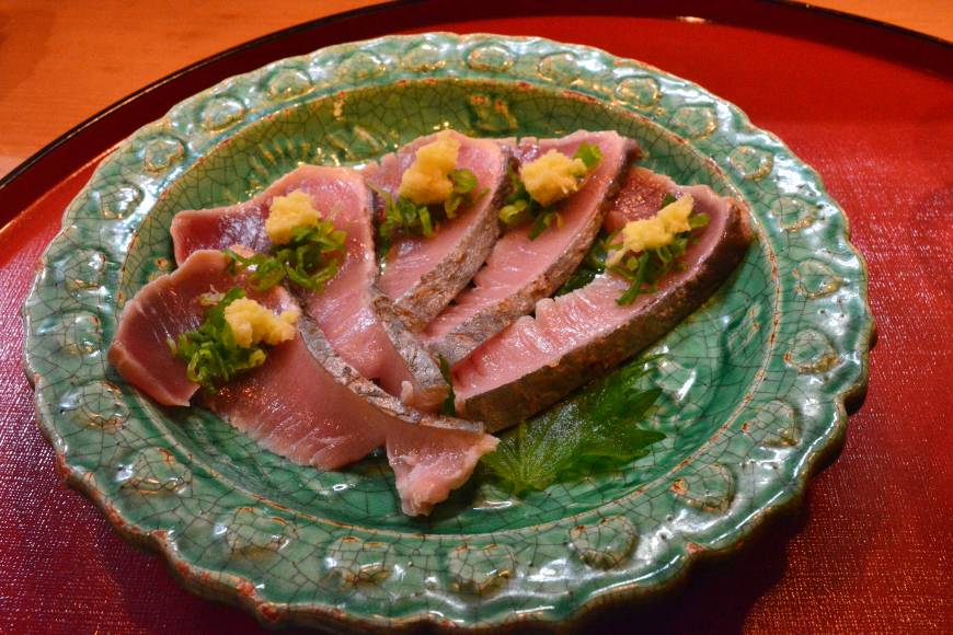 Rikichi Fresh cuts: At Rikichi, a counter-style restaurant in the back alleys of Gion, the sea bream is seared quickly before being served as sashimi. | J.J. O'DONOGHUE