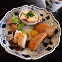 More than just noodles: Even the simplest set meal at Matsubara-an Keyaki opens with a selection of seasonal appetizers, including seafood, vegetables and tofu. Matsubara-an Keyaki
