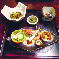 The appetizer tray at Rankeiso inn includes an array of unusual vegetables. | MANDY BARTOK