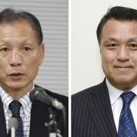 Hiromi Hara (left) and Kozo Tashima were on Friday confirmed as the only two candidates to become the Japan Football Association\'s next president. | KYODO